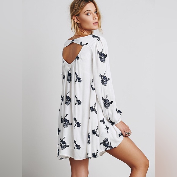 Free People Dresses & Skirts - Free People Austin Embroidered Grey Black Mini Dress